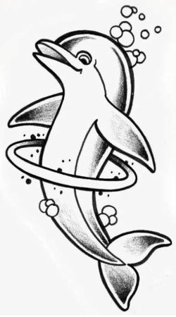 Эскиз дельфина тату
