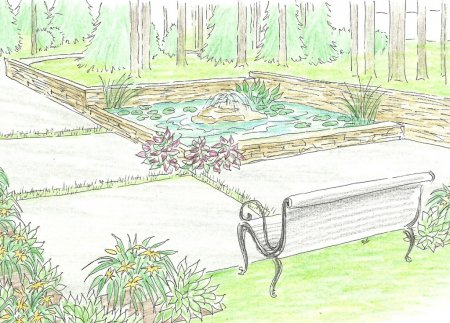 Эскиз искусственного водоема