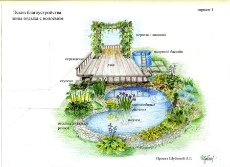 План участка с водоемом