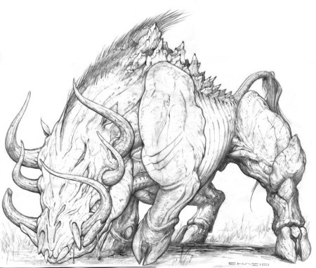 Фэнтези монстры карандашом