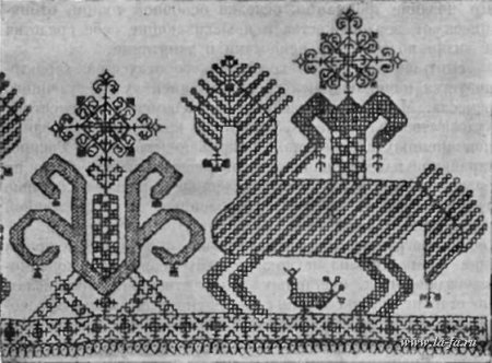 Русская народная вышивка конь