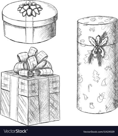 Подарочная коробка эскиз зарисовка