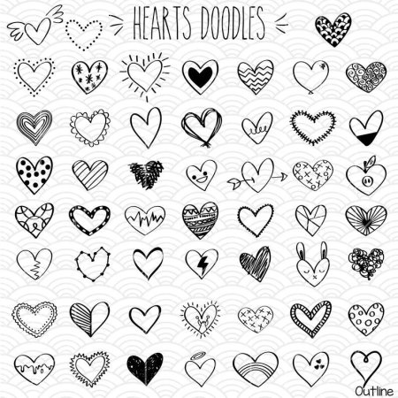 Сердечки черно белые маленькие