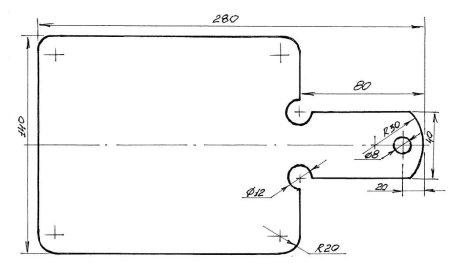 Чертеж разделочной доски вид сбоку