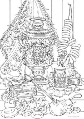 Самовар раскраска