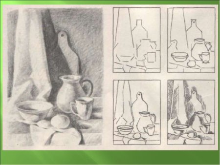 Композиционные эскизы натюрморта