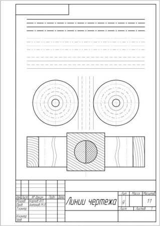Типы линий Инженерная Графика чертеж