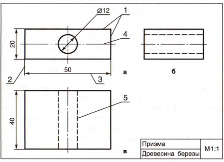 Чертёж доски сверху сбоку