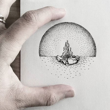 Точечное рисование черной ручкой