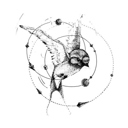 Эскиз тату Ласточка геометрия