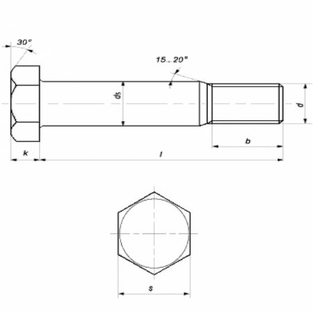 Чертеж болта м20*1,5