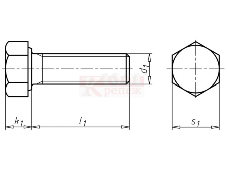 Эскиз болта м12х1.25-6g