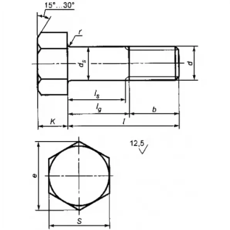 Чертёж болта с резьбой м20