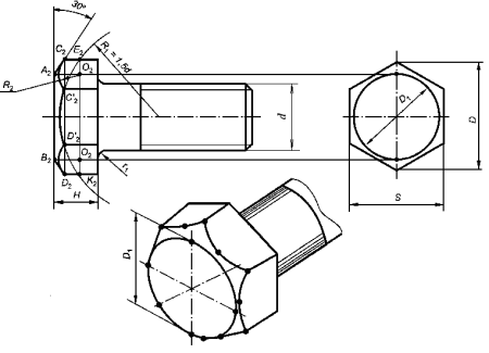 Аксонометрическая проекция гайки