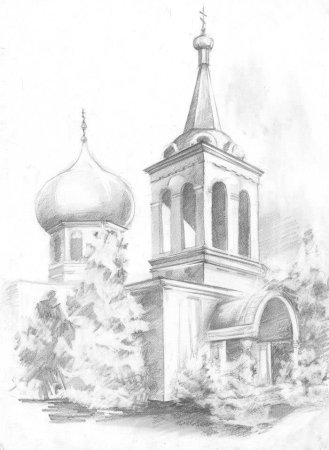Церковь карандашом
