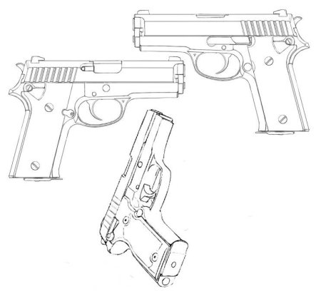 Пистолет зарисовка