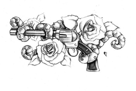 Тату пистолет эскиз