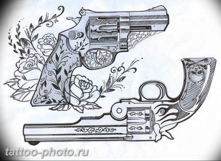 Револьвер тату эскиз