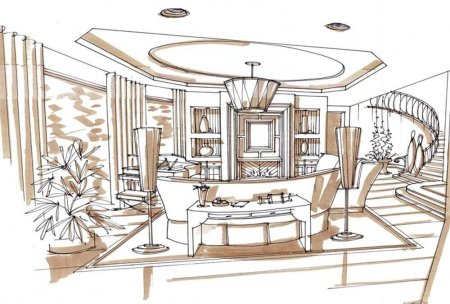 Интерьер эскиз графический