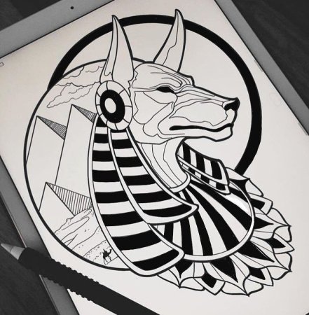 Скетч тату Анубис