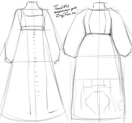 Рисунок руско народного платья