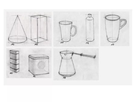 Конструктивные Наброски бытовых предметов