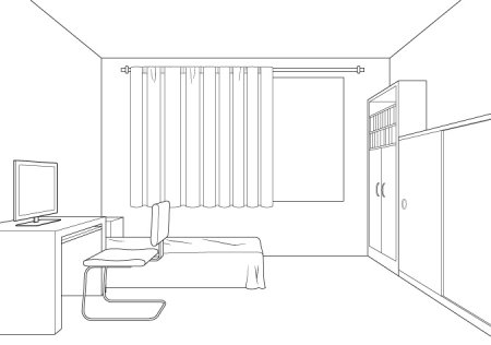 Интерьер комнаты чертеж