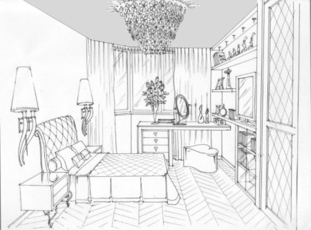 Эскиз интерьера комнаты