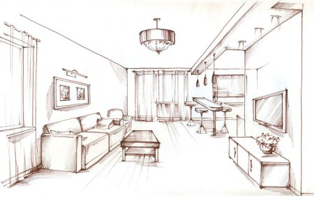 Эскиз интерьера комнаты