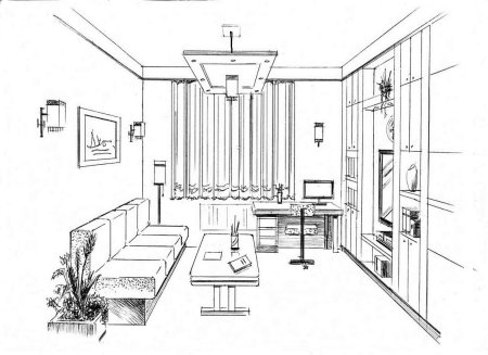 Фронтальный интерьер комнаты