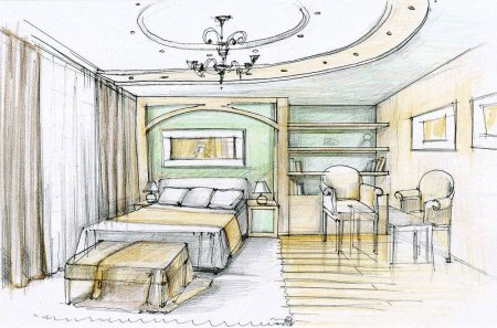 Эскиз интерьера комнаты
