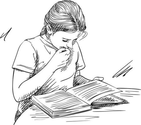 Девушка с книгой рисунок