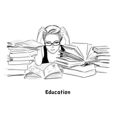Девочка с книгой скетч