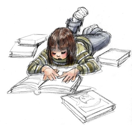 Чтение книги рисунок