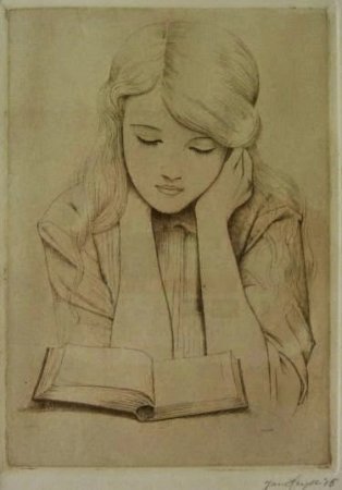 Девушка с книгой рисунок карандашом