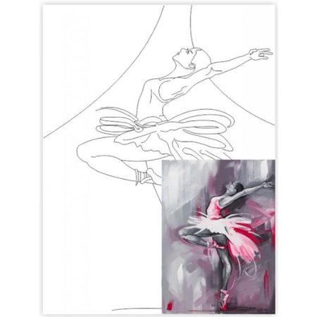 Холст с контуром балерина