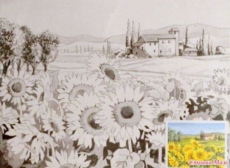 Картины контуром на холсте