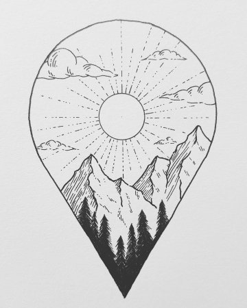 Горы карандашом в кругу