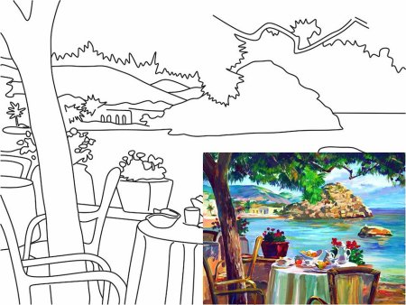 Холст на картоне с контуром