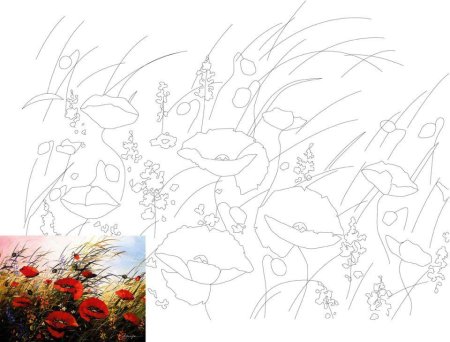 Холст на картоне с эскизом