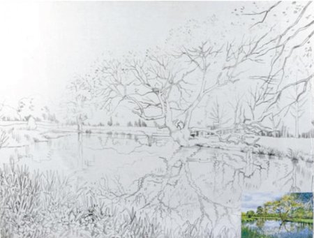 Холст на картоне с эскизом