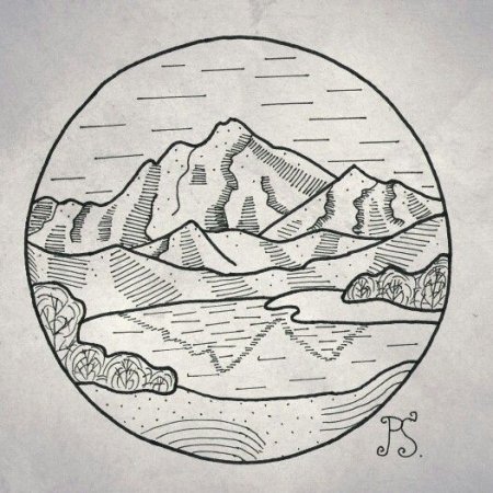 Пейзаж в круге карандашом