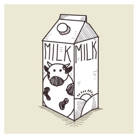 Нарисованное молоко в коробке