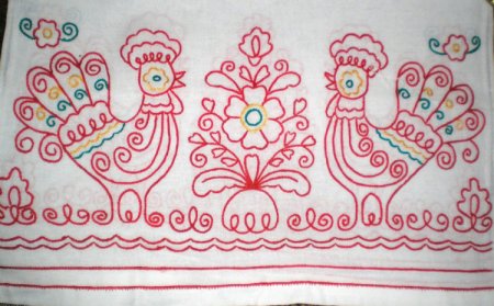 Петушок вышивка тамбурным швом