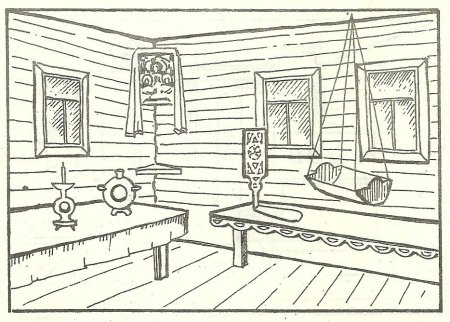 Интерьер древнерусской избы рисунки