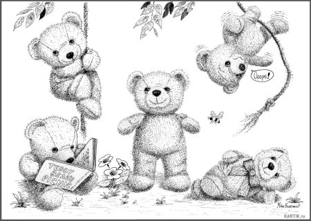 Эскиз тату мишка плюшевый