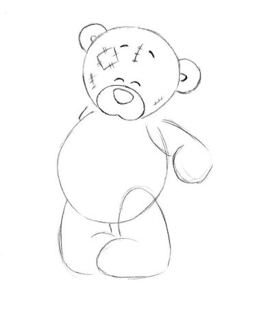 Эскиз мишка с сердечком