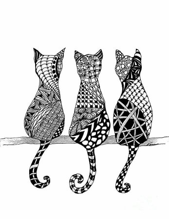 Дудлинг и Зентангл кошки