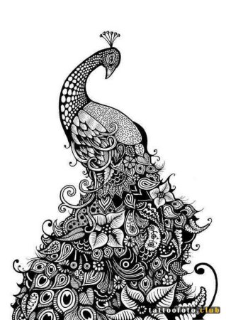 Птица Феникс Зентангл