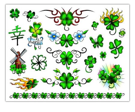 Тату Клевер четырехлистный эскизы